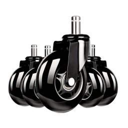 Set 5 roti universale din silicon 3 inch pentru scaun de birou si gaming, negre