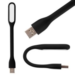 Mini lampa LED USB flexibila 1.2W, portabila, neagra, 16 cm