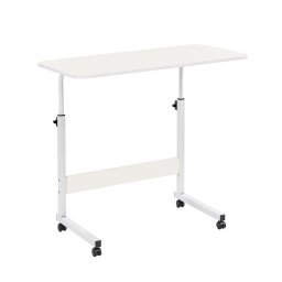 Masa pentru laptop Leziter 80x40 cm, reglabila pe înaltime, cu roti, alb
