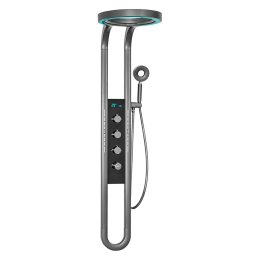 Panou de dus cu hidromasaj Leziter Aquajet, inox, gri grafit, încastrat