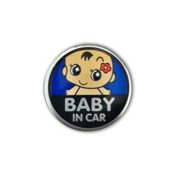 Ornament auto Baby in Car cu adeziv, albastru, 13x13 cm (TS-122)