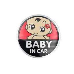 Ornament auto „Baby in Car” cu adeziv, rosu, 13x13 cm (TS-121)