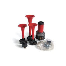 Claxon auto cu 3 pipe 12V, kit complet cu compresor si accesorii (Cod 0012)
