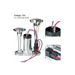 Claxon auto 12V cu 2 goarne si compresor, sunet puternic (CA618)