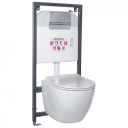 Set WC suspendat Kerra Delos cu rezervor încastrat si buton crom Adriatic