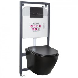 Set WC suspendat Kerra Delos cu rezervor încastrat si buton negru Adriatic
