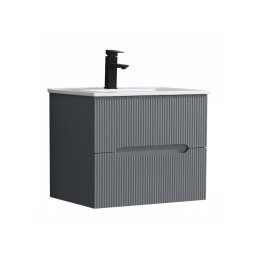 Set masca lavoar baie Leziter Trent 60 cm cu 2 sertare, gri antracit