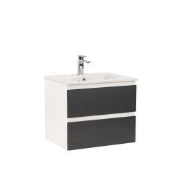 Dulap baie suspendat Leziter Vario Forte 60 cu lavoar ceramic, alb-antracit