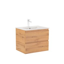 Masca de chiuveta baie Leziter Vario Forte 60 cm cu lavoar ceramic, stejar