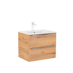 Masca chiuveta baie Leziter Vario Trim 60 cu lavoar ceramic, stejar