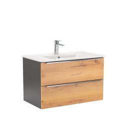 Masca chiuveta baie Leziter Vario Trim 80 cu lavoar, antracit-stejar, suspendata