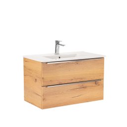 Masca chiuveta baie Leziter Vario Trim 80 cu lavoar ceramic, stejar