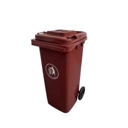 Container deseuri Leziter 120L maro din HDPE, cu roti si capac etans