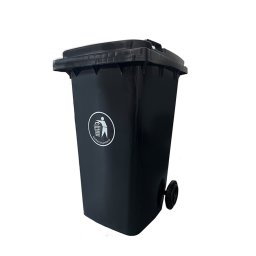 Container deseuri Leziter 240L, negru, HDPE cu roti si capac etans (EN-840)