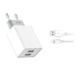 Incarcator priza USB 2.4A cu 2 porturi si cablu Lightning pentru iPhone, XO L65