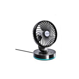 Ventilator auto si camping cu acumulator, alimentare USB 5V, pliabil, negru (AC-2324B)