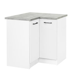 Dulap coltar inferior Leziter Praktik Praktik 90 cu 2 usi, alb (90x90 cm)