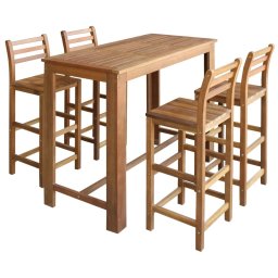 Set masa si scaune de bar 5 piese, lemn masiv de acacia GartenMobel Dekor