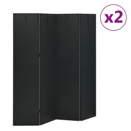 Paravane de camera cu 4 panouri, 2 buc., negru, 160x180cm, otel GartenMobel Dekor