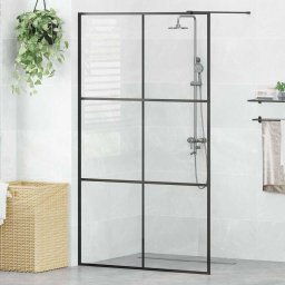 Paravan de dus walk-in negru 115x195 cm sticla ESG transparenta GartenMobel Dekor