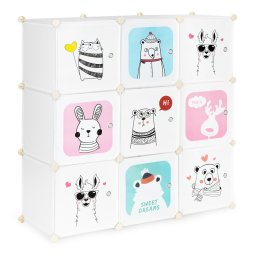 Dulap modular pentru depozitarea jucariilor copii, 9 module, 109x37x109 cm