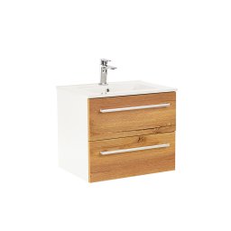 Masca baie suspendata cu lavoar Leziter Vario Clam 60, stejar alb