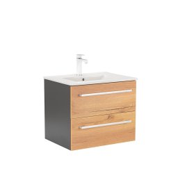 Masca baie suspendata cu lavoar Leziter Vario Clam 60, antracit-stejar