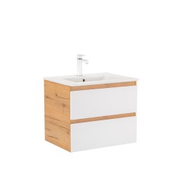 Masca de baie suspendata Leziter Vario Forte 60 cu lavoar, stejar alb