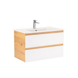 Masca chiuveta baie Leziter Vario Forte 80 cu lavoar, stejar-alb
