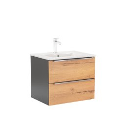Masca baie suspendata cu lavoar Leziter Vario Trim 60, antracit-stejar