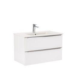 Masca de baie suspendata Leziter Vario Trim 80 cu lavoar ceramic, alb