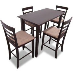 Set masa si 4 scaune de bar din lemn, alb GartenMobel Dekor
