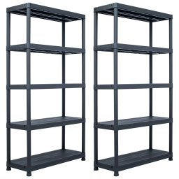 Rafturi de depozitare 2 buc. negru 80x40x180 cm plastic 250 kg GartenMobel Dekor