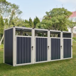 Boxa pentru 4 tomberoane Tarbek din otel zincat antracit 121x292x82 cm