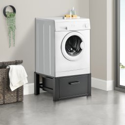 Suport pentru masina de spalat cu sertar, negru, 150 kg, [en.casa]