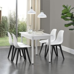 Set 4 scaune dining Brevik alb/negru din plastic, 83x54x48 cm