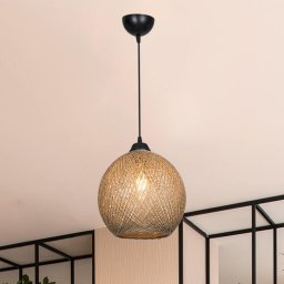 Lustra suspendata Lisburn E27 din metal si iuta, negru natur