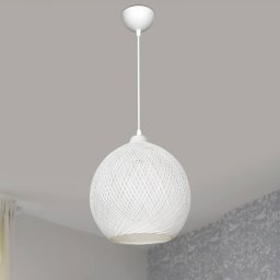 Lustra suspendata Lisburn E27 din metal si iuta, alba, [lux.pro]