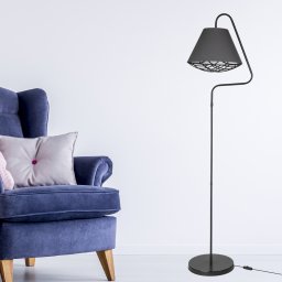 Lampadar Gateshead E27 din metal si textil, negru/gri