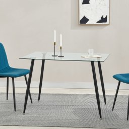 Masa dining din sticla securizata Hyrynsalmi, negru, 110x70 cm
