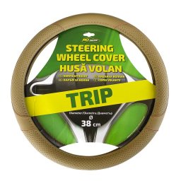 Husa pentru volan auto Trip 38 cm, din piele ecologica, bej