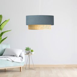 Pendul textil Loughborough E27 albastru-gri si galben, 70 cm