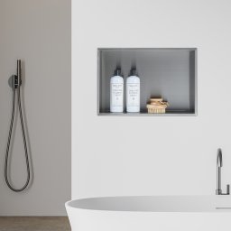 Nisa de perete încastrata baie din inox argintiu 47x32x10 cm