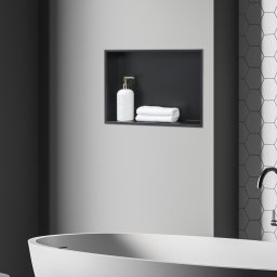 Nisa de perete incastrata baie din inox negru mat 47x32x10 cm