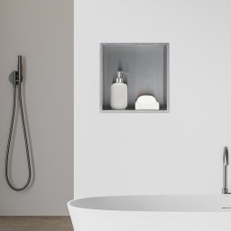 Nisa de perete încastrata pentru baie din inox 32x32x10 cm, argintie