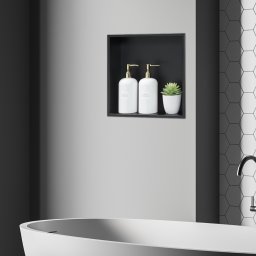 Nisa de perete incastrata pentru baie, inox negru mat 32x32x10 cm