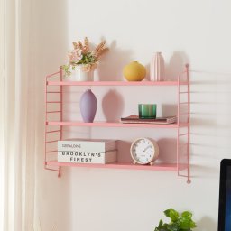 Raft de perete modular roz cu 3 polite din otel, Strängnäs