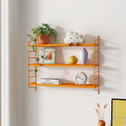 Raft de perete modular portocaliu cu 3 polite din otel [en.casa]