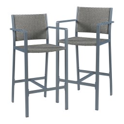 Set 2 scaune bar exterior Avise, aluminiu si poliratan, gri închis