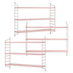 Set 3 rafturi de perete modulare roz din otel, cu 3 polite, Strängnäs